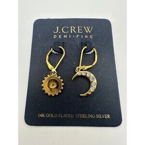 J.Crew sterling silver 14k gold plated moon sun earrings READ